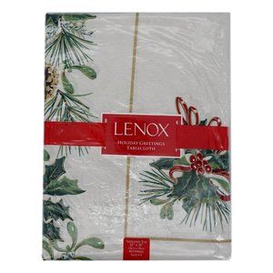 Lenox Tablecloth Holiday Greetings Rectangle Holly Christmas 52" x 70" New